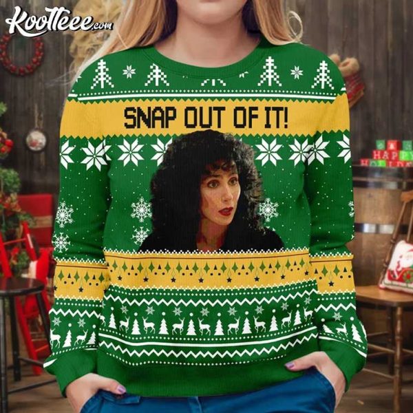 Loretta Castorini Moonstruck Snap Out Of It Christmas Ugly Sweater