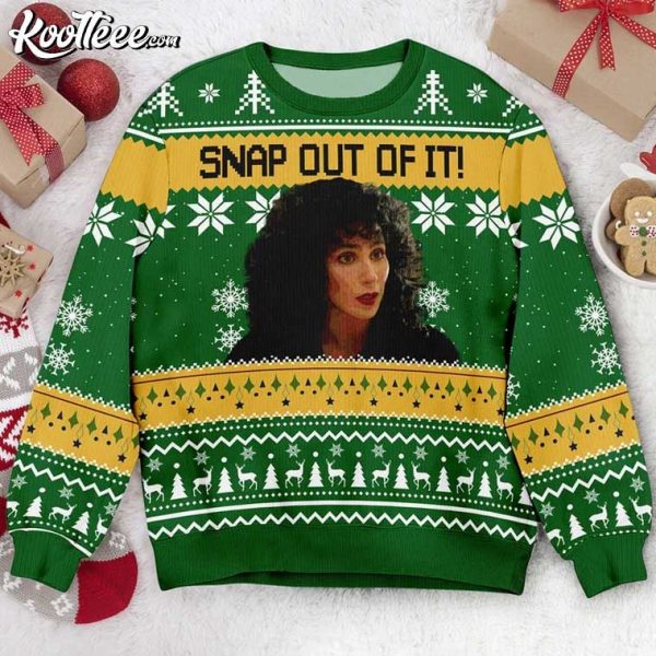 Loretta Castorini Moonstruck Snap Out Of It Christmas Ugly Sweater