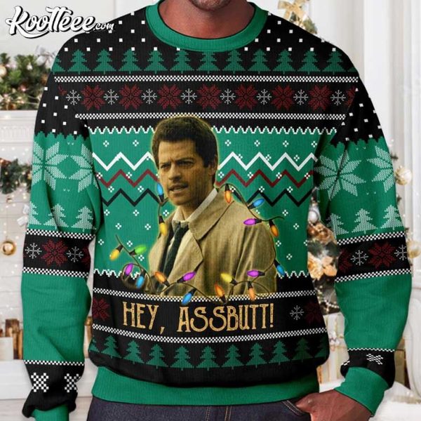 Supernatural Misha Collins Hey Assbutt Christmas Ugly Sweater