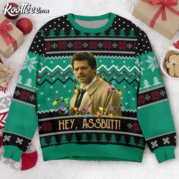 Supernatural Misha Collins Hey Assbutt Christmas Ugly Sweater