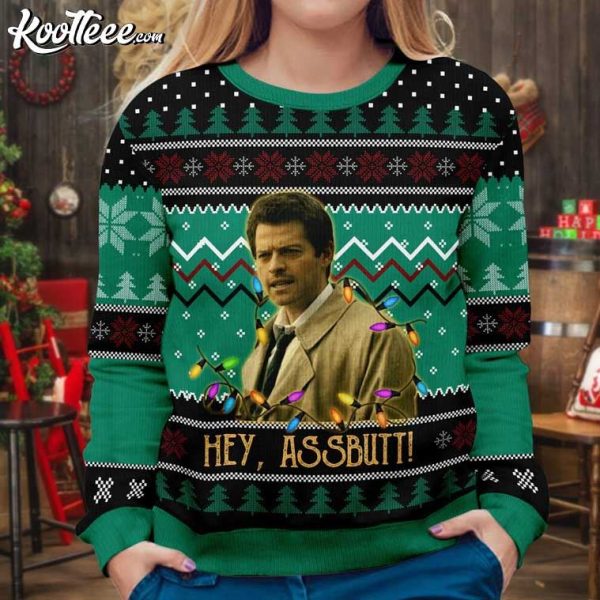 Supernatural Misha Collins Hey Assbutt Christmas Ugly Sweater