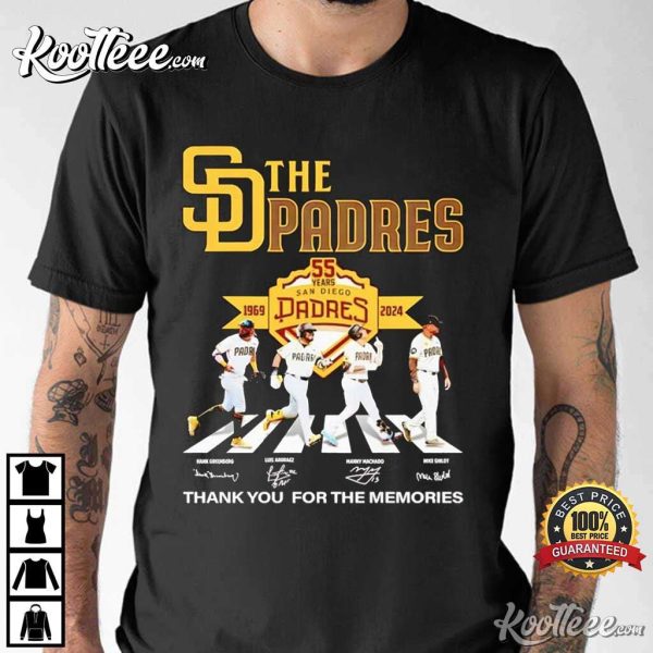 San Diego Padres 55 Years Champions 1969-2024 T-Shirt