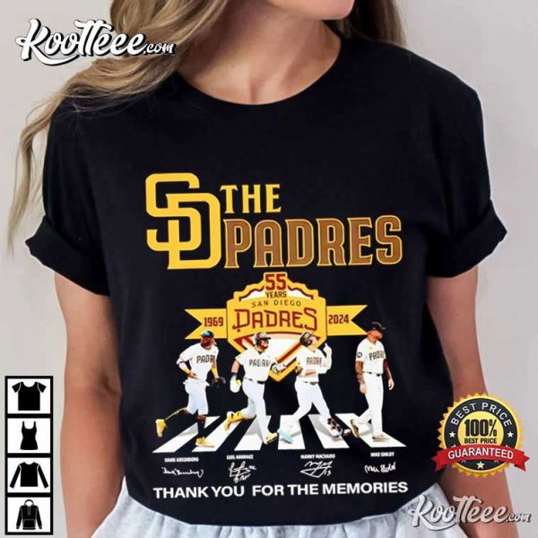 San Diego Padres 55 Years Champions 1969-2024 T-Shirt