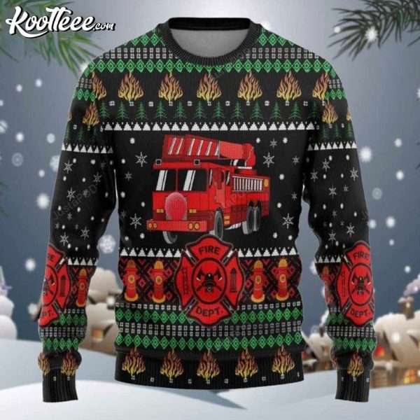 Firefighter Truck Ugly Christmas Sweater