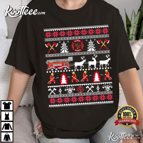 Firefighter Ugly Christmas T-Shirt