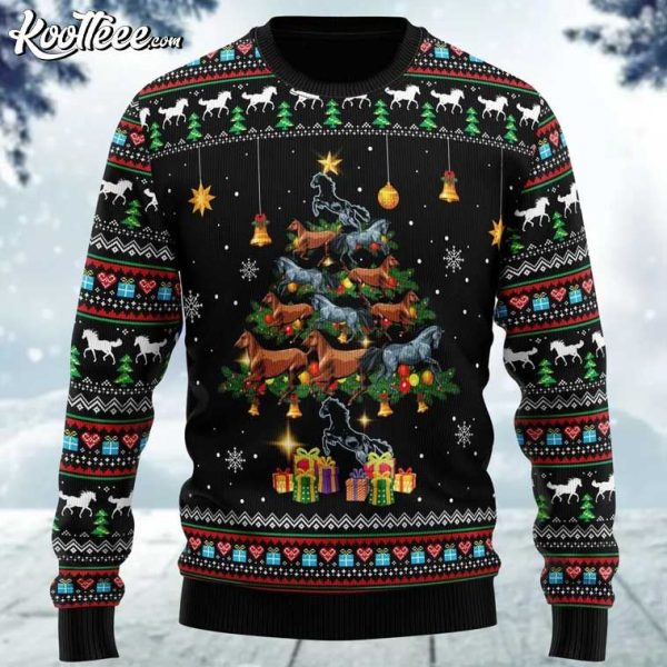 Horse Christmas Tree Ugly Sweater