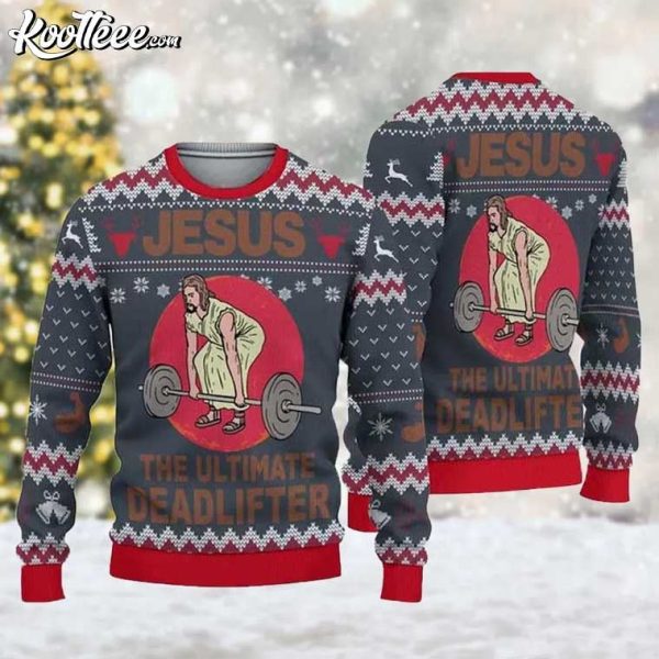 Jesus The Ultimate Deadlifter Ugly Christmas Sweater