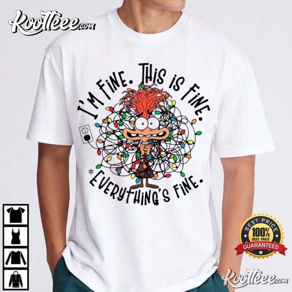 Anxiety Everything Is Fine Inside Out Christmas T-Shirt