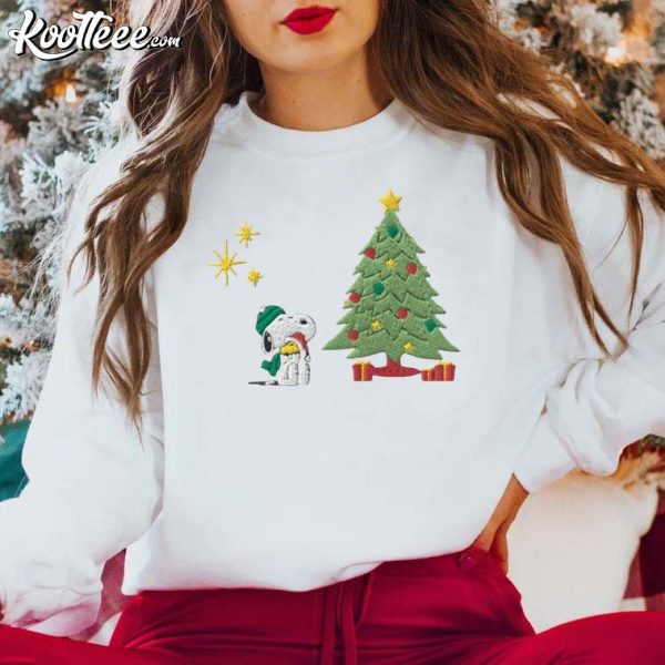 Snoopy And Woodstock Christmas Embroidered Sweatshirt