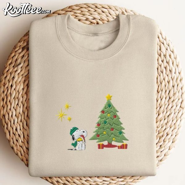 Snoopy And Woodstock Christmas Embroidered Sweatshirt