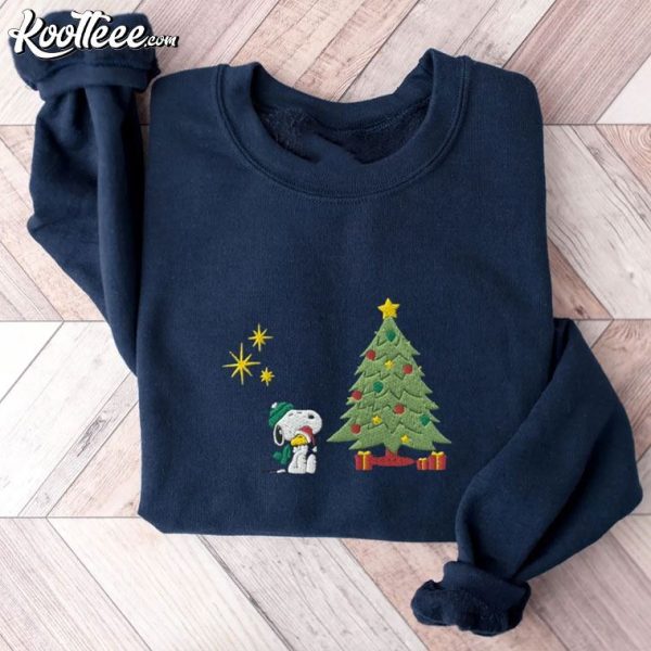 Snoopy And Woodstock Christmas Embroidered Sweatshirt