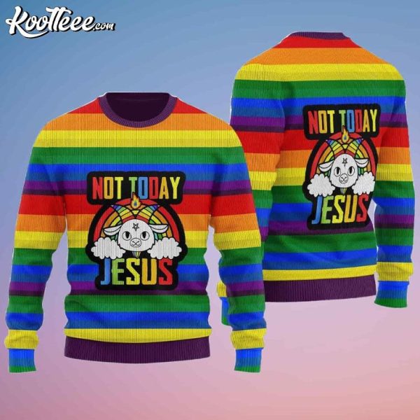 LGBTQ Not Today Jesus Ugly Christmas Sweater