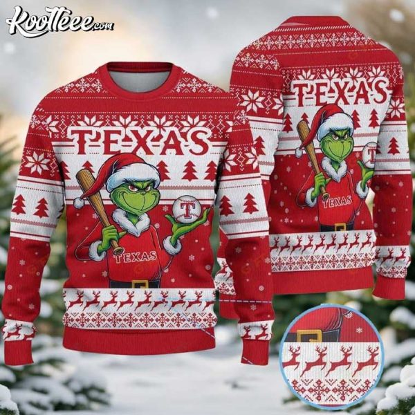 Texas Rangers Christmas Grinch Santa Ugly Sweater