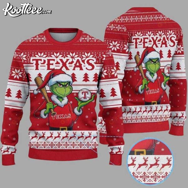 Texas Rangers Christmas Grinch Santa Ugly Sweater