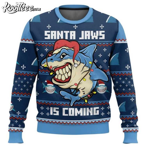 Shark Santa Jaws Is Coming Ugly Sweater