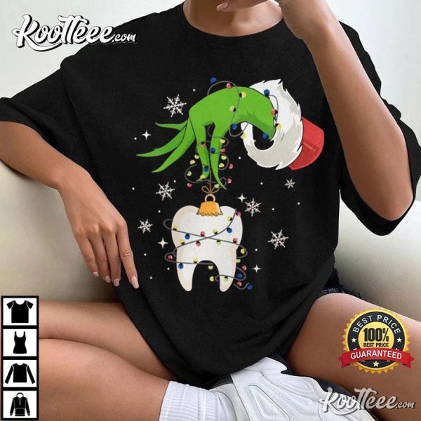 Dentist Christmas Lights Tooth Dental Squad T-Shirt