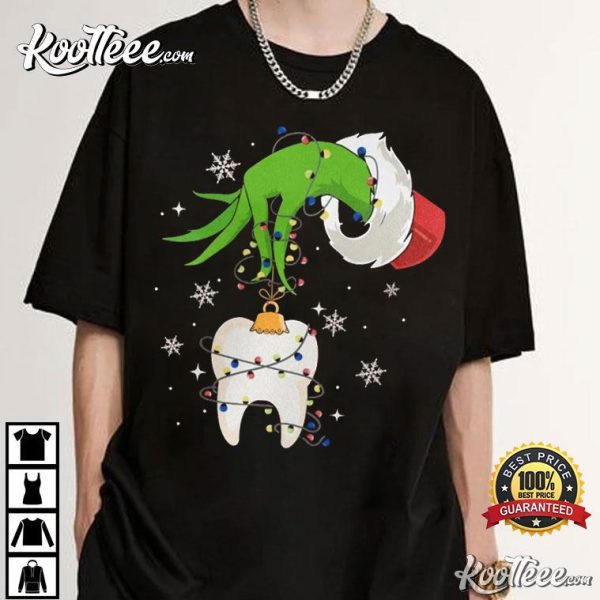 Dentist Christmas Lights Tooth Dental Squad T-Shirt