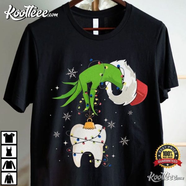 Dentist Christmas Lights Tooth Dental Squad T-Shirt