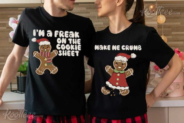 Cookie Freak On The Sheet Funny Couple Christmas Matching Shirts