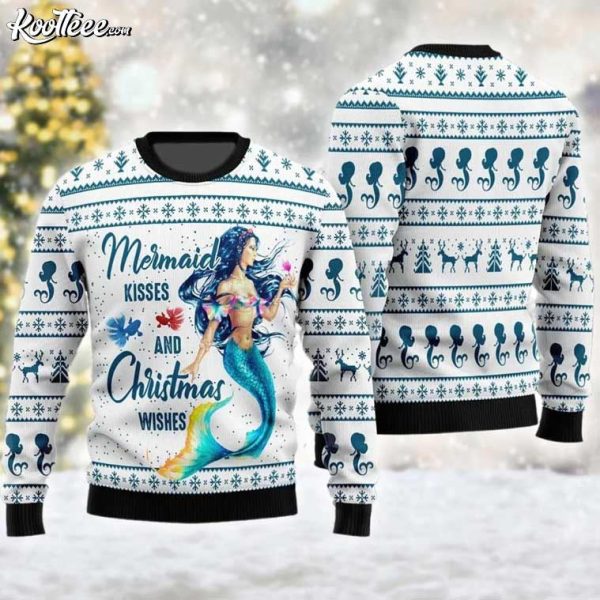 Mermaid Kisses And Christmas Wishes Ugly Sweater