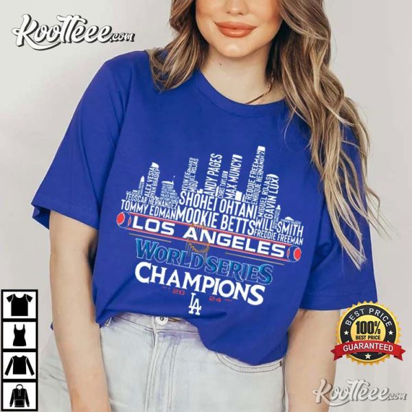 Los Angeles Dodgers Champions 2024 Team LA City Skyline T-Shirt