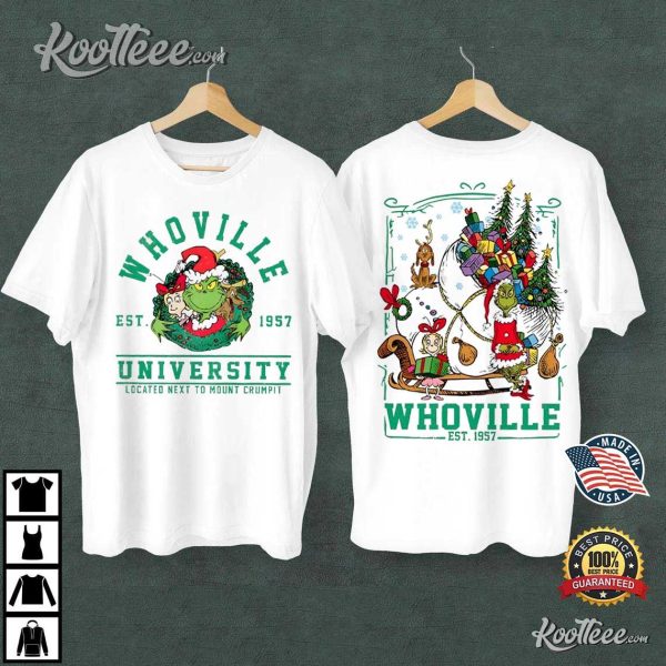 Vintage Whoville University Est 1957 Grinchmas T-Shirt