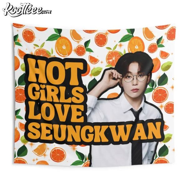 Hot Girls Love Seungkwan Seventeen Orange Wall Tapestry