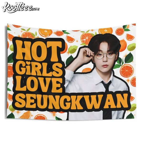 Hot Girls Love Seungkwan Seventeen Orange Wall Tapestry