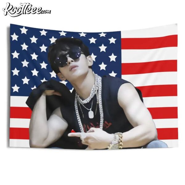 SVT DK Seventeen Biceps American Flag Wall Tapestry