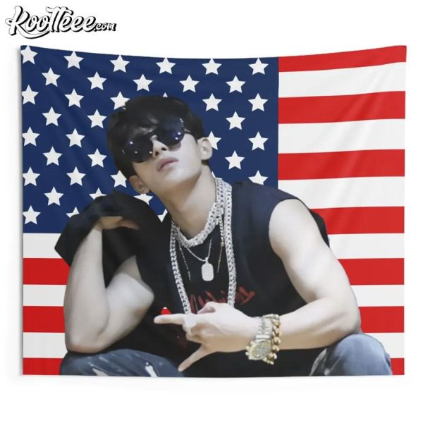 SVT DK Seventeen Biceps American Flag Wall Tapestry