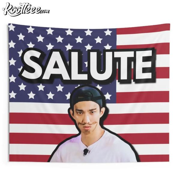 SVT DK Seventeen Salute Meme American Flag Wall Tapestry