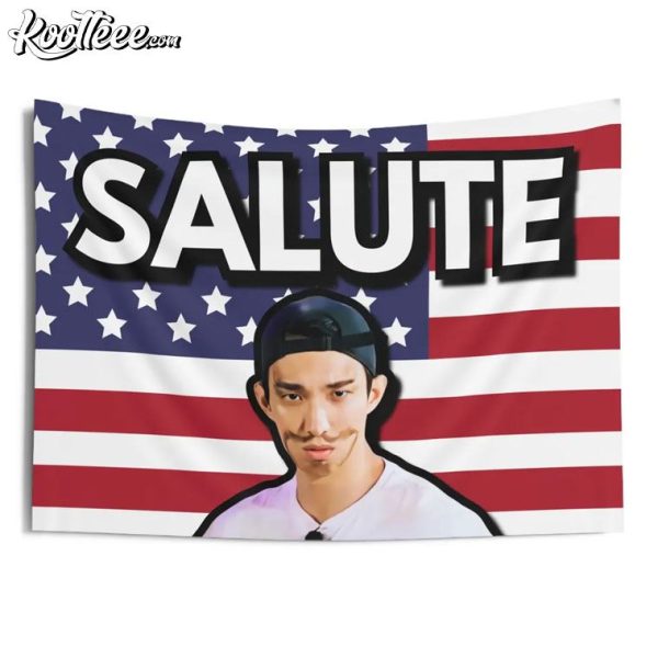 SVT DK Seventeen Salute Meme American Flag Wall Tapestry