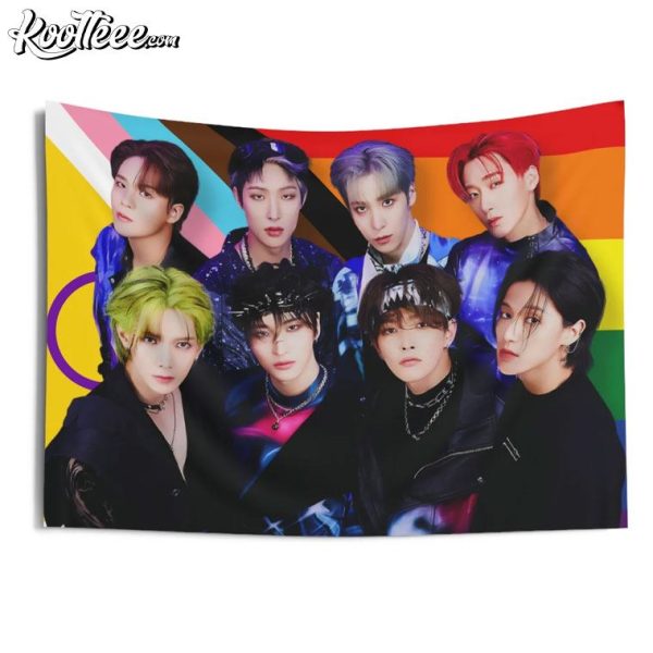 Ateez Group Photo Intersex Pride Flag Wall Tapestry