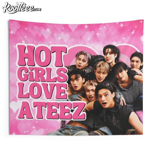 Hot Girls Love Ateez Members Gift For Atiny Wall Tapestry