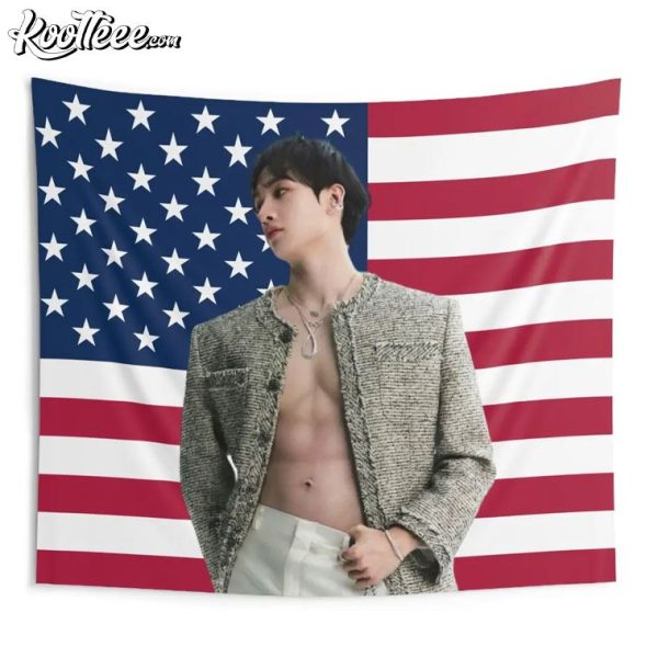 Bangchan Stray Kids American Flag Wall Tapestry