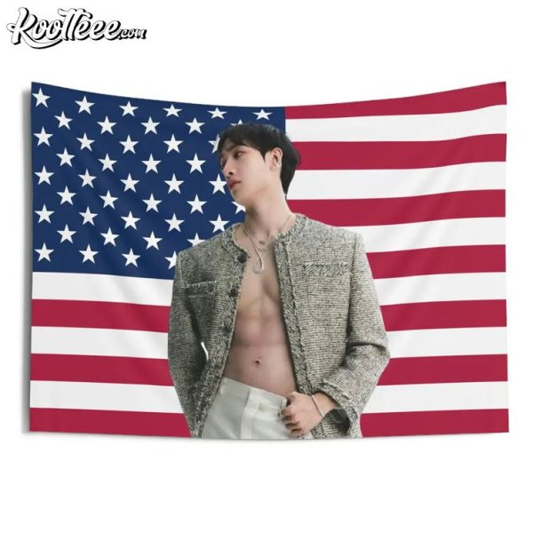 Bangchan Stray Kids American Flag Wall Tapestry