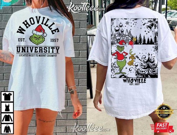 Whoville University Vintage Christmas Grinch T-Shirt