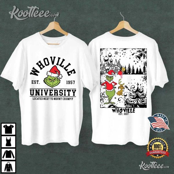 Whoville University Vintage Christmas Grinch T-Shirt