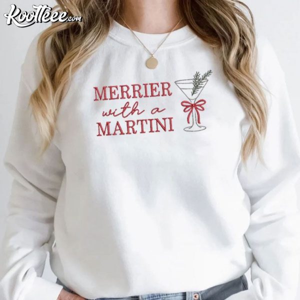 Merrier With A Martini Christmas Embroidered Sweatshirt