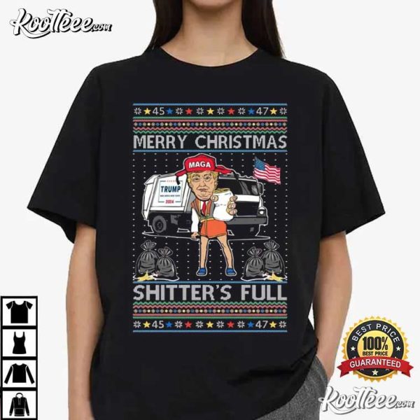 Donald Trump Merry Christmas Shitter’s Full Funny T-Shirt