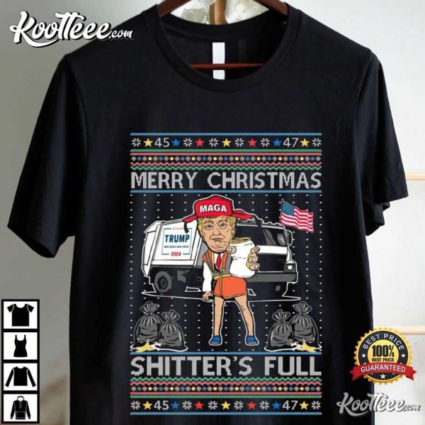 Donald Trump Merry Christmas Shitter’s Full Funny T-Shirt