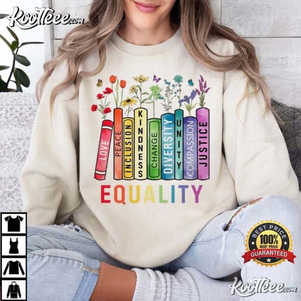 Equal Rights Book Flower Equality Feminist T-Shirt