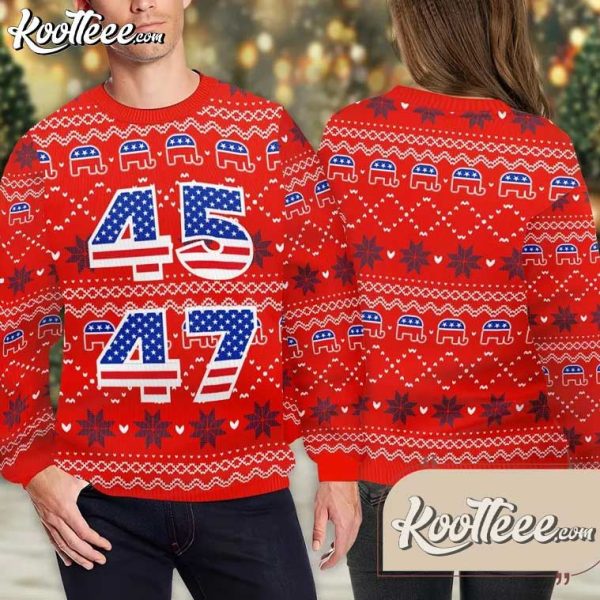 Trump President 45 47 Ugly Christmas Sweater