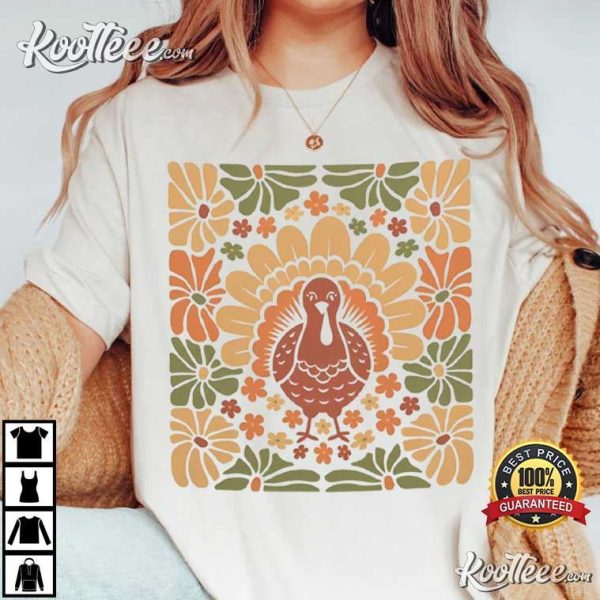 Boho Thanksgiving Turkey Retro T-Shirt