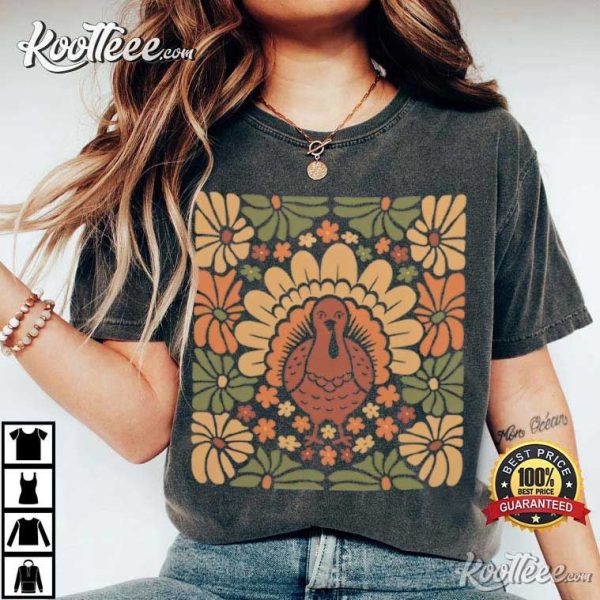 Boho Thanksgiving Turkey Retro T-Shirt