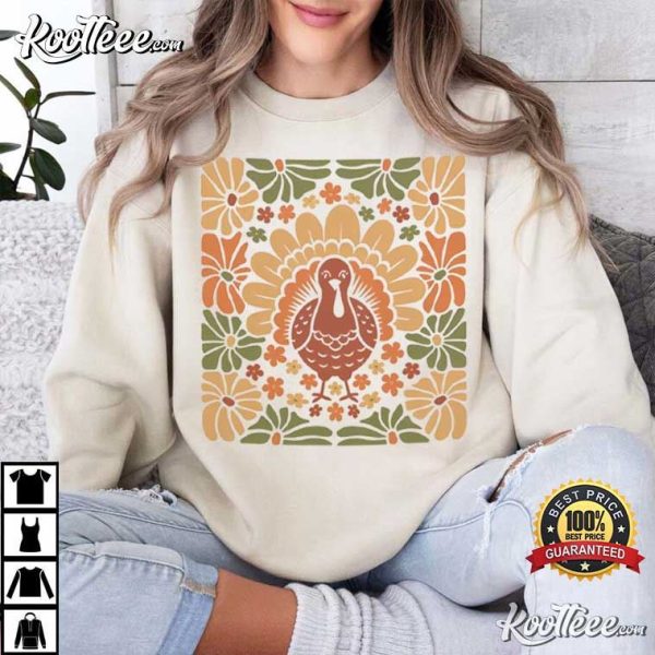 Boho Thanksgiving Turkey Retro T-Shirt