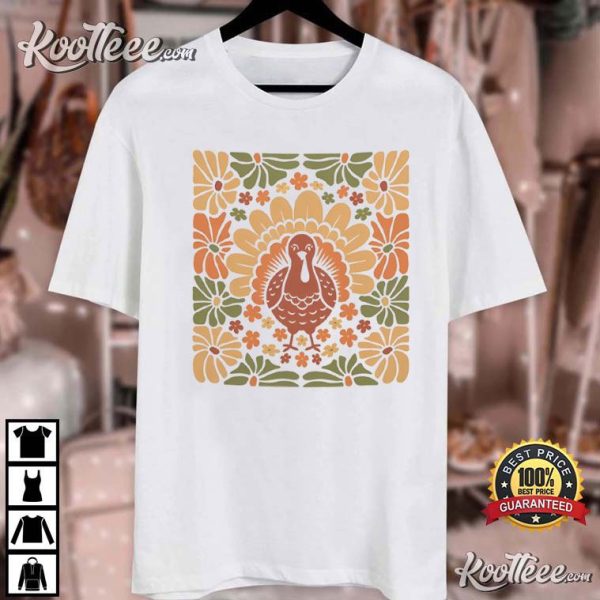 Boho Thanksgiving Turkey Retro T-Shirt