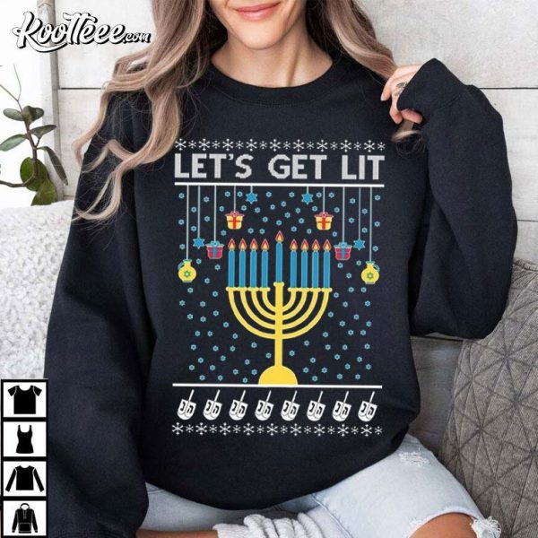 Hanukkah Let’s Get Lit Menorah T-Shirt