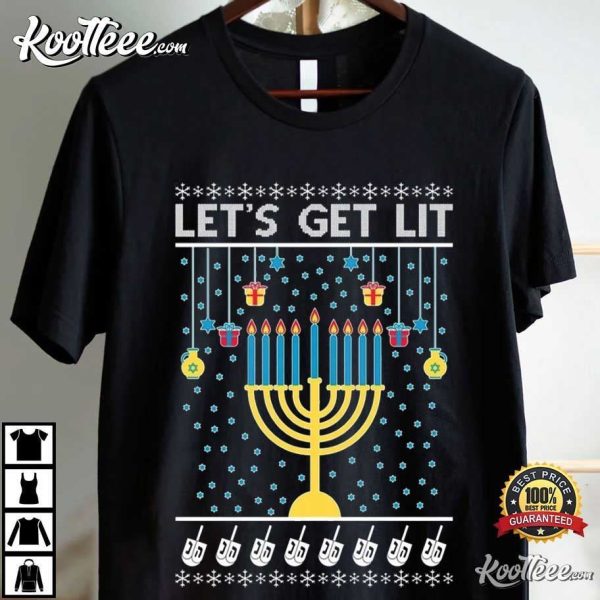 Hanukkah Let’s Get Lit Menorah T-Shirt