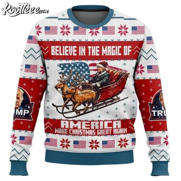 Trump Christmas Believe In The Magic Of America Ugly Sweater